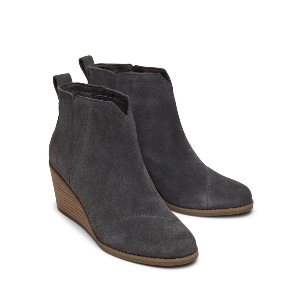 Toms Charcoal Suede Ankle Booties Sz 5.5 B